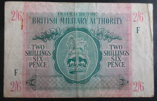 British Military Authority, 2 Shillings & 6 Pence, Banknote, 1943. Pick # M3.