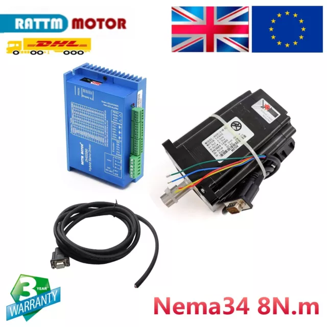 【DE】 Nema34 8N.m 118mm Closed Loop Stepper Servo Motor 6A&2HSS86 Driver&3m cable