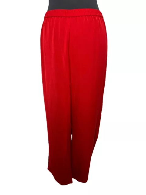 Bob Mackie Pull On Pants Womans Size Large Red Wide Leg Elastic Waist