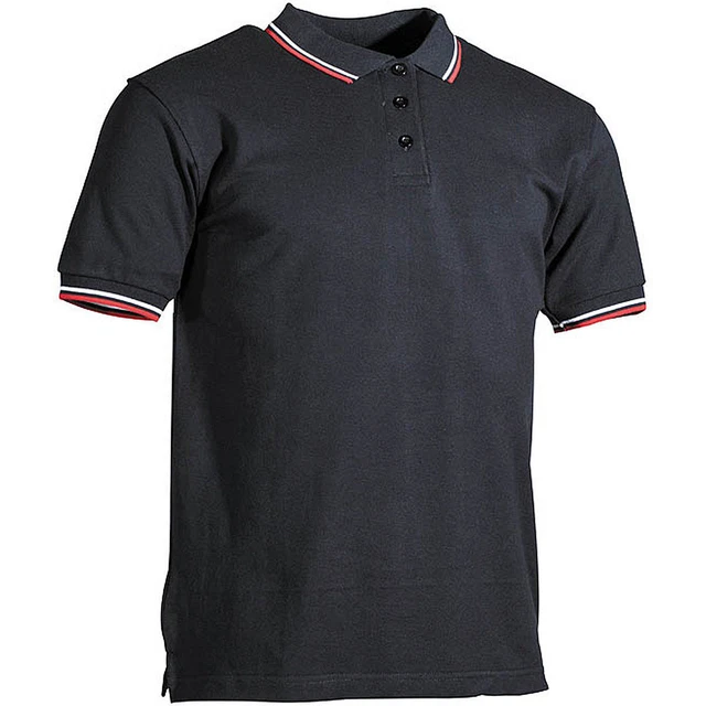 Poloshirt schwarz rot-weiße Streifen S-3XL Polohemd Shirt mit Knopfleiste