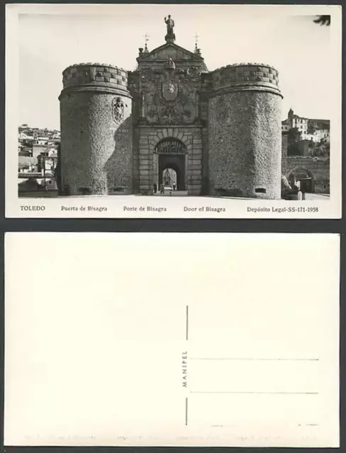 Spanien alte R.P. Postkarte Toledo Tür von Bisagra Puerta Porte Wappen am Tor