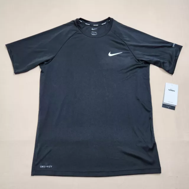 Nike Swim Dri-Fit Men T-Shirt Size S Black Sport Pullover Tee UPF 40+ Slim Fit