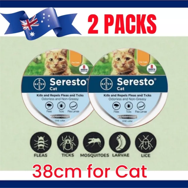 2PACKS 8 Month Adjustable Protection Flea and Tick Collar Pet Cats 38cm