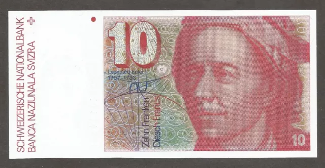 Switzerland 10 Francs (1982); UNC; P-53d; L-B337d; Mathematician; Water turbine