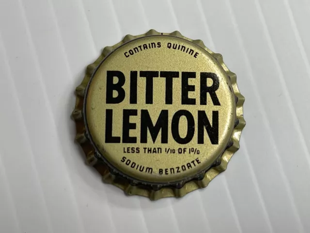 Vintage- Bitter Lemon Soda Bottle Cap *Cork Back* (Gold In Color)