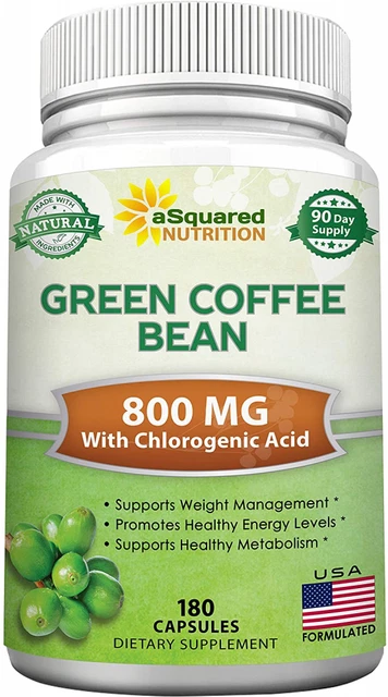 Natural Green Coffee Bean Formula - 180 Capsules - Max Strength GCA...