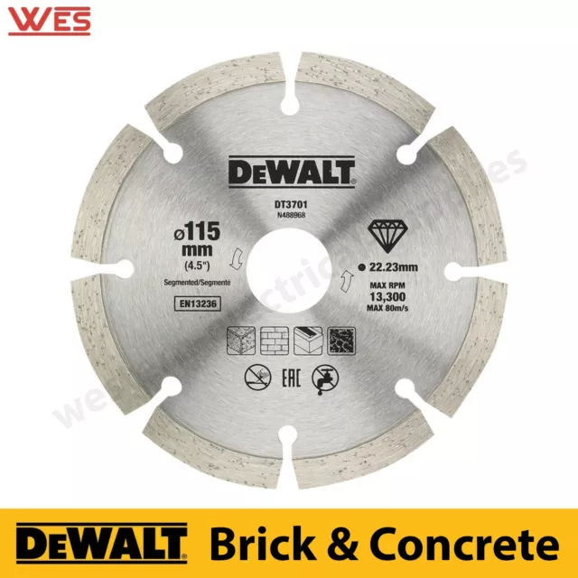 DeWALT Angle Grinder Blade 115mm Diamond Cutting Discs 4.5" Inch Brick Concrete