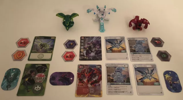 Bakugan Trox grüner Dinosaurier transformierende Kampffigur + Karten