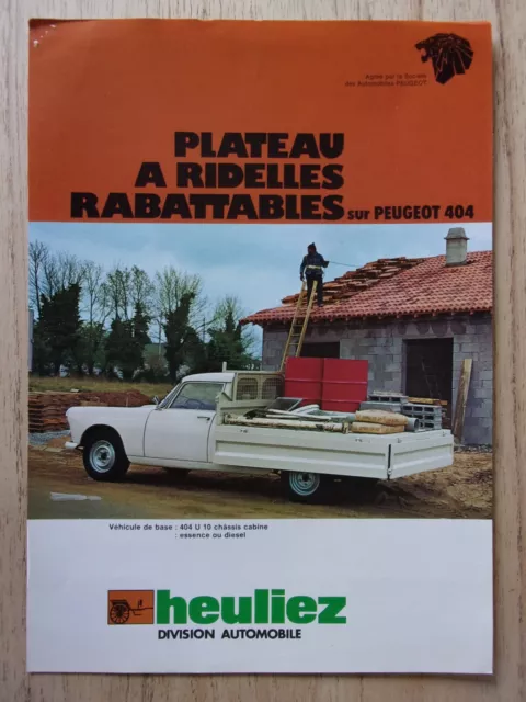PEUGEOT 404 Platform Pick Up by HEULIEZ orig 1975 French Mkt Leaflet Brochure