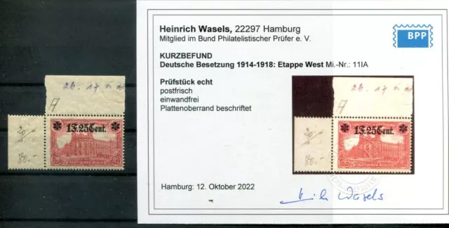 Etappe West 11IA tadellos ** MNH POSTFRISCH BPP Befund 400++EUR (L1744