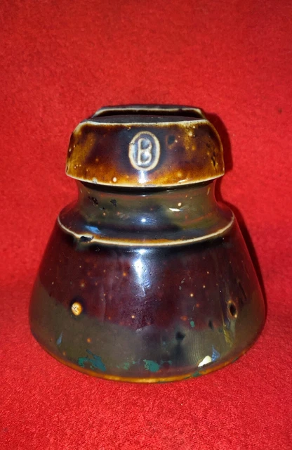 Porcelain Saddleback Insulator Vintage Ohio Brass Co Brown Glaze