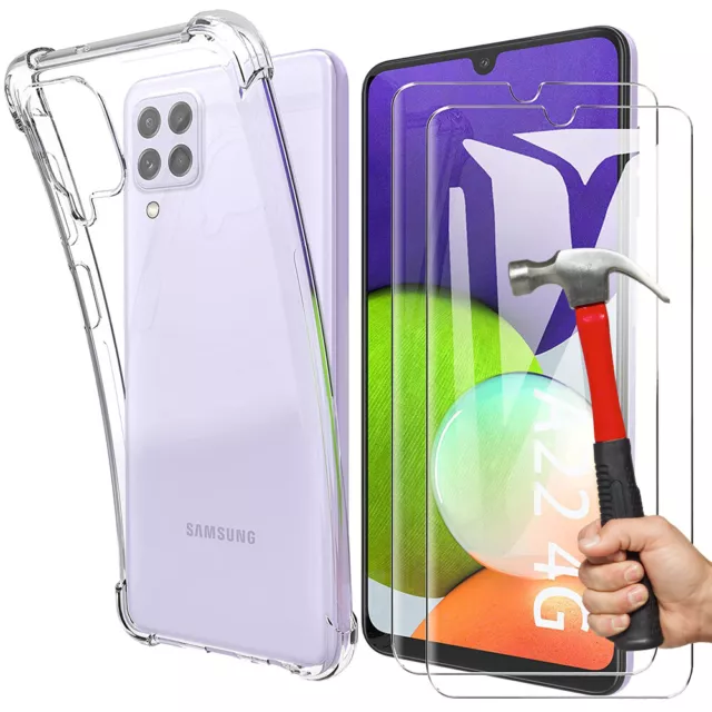 Coque pour Samsung Galaxy A22 4G 5G Housse Protection TPU Antichoc +Verre Trempé