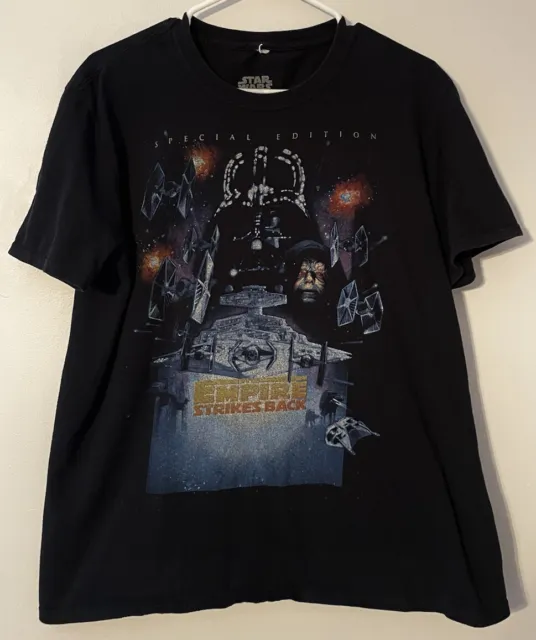 Vintage Star Wars The Empire Strikes Back T Shirt Size L Large Black Retro