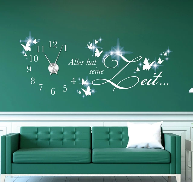 WANDUHR WANDTATTOO ALLES hat seine Zeit Wandtatoo Spruch Uhr mit