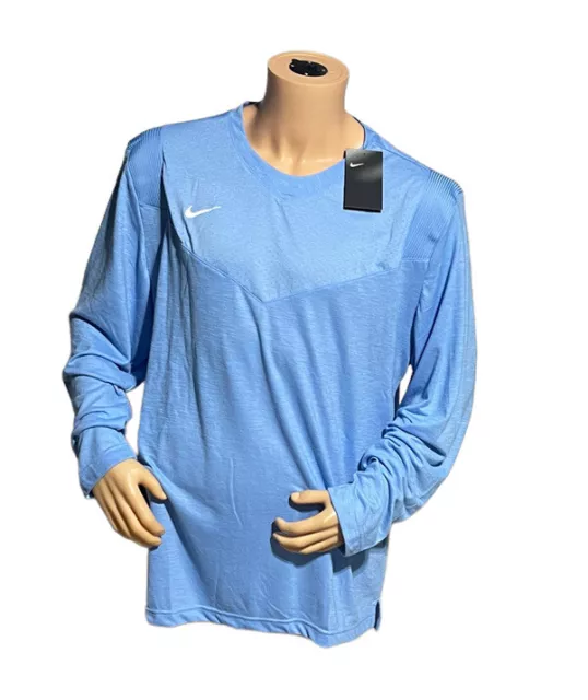 Nike Mens  Dri-FIT Team Player LS  UV Crew Shirt Valor Blue CW3539-448 Size XL