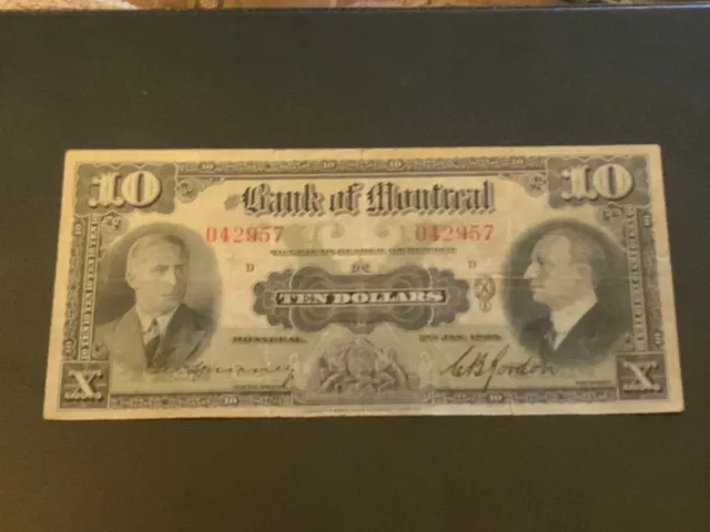 1938 The Bank of Montreal 10 Dollars