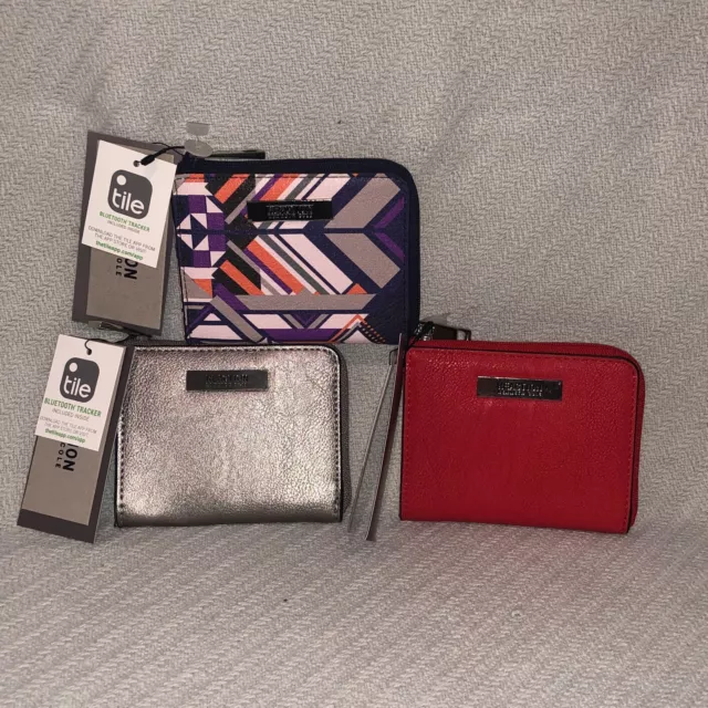 Kenneth Cole Reaction Top Zip Coin Purse Wallet with tile Bluetooth Tracker NEW