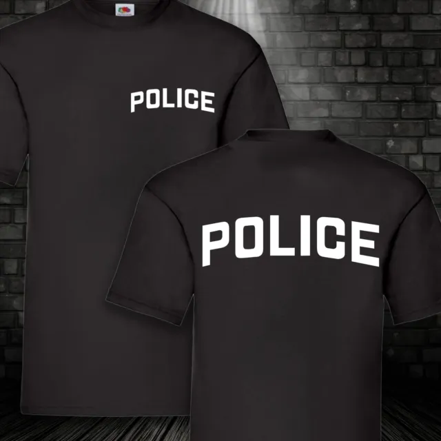 Police Shirt T-Shirt schwarz od. navy für Karneval Fasching Kostüm S-5XL