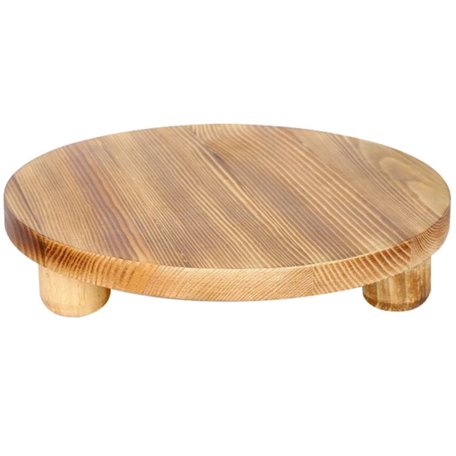 2 Sgabelli In Legno Per Piante 20x9cm: Supporti Rotondi In Legno Massello Per Vasi E Fiori
