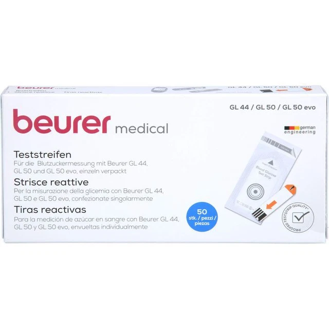 BEURER GL44/GL50 Blutzucker-Teststreifen Folie 50 St 12772630