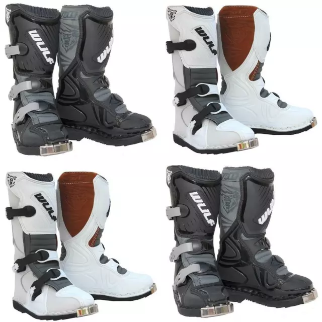 Wulfsport Cub LA Kinder Motocross Stiefel Offroad Motorrad Jugendjunge schwarz weiß