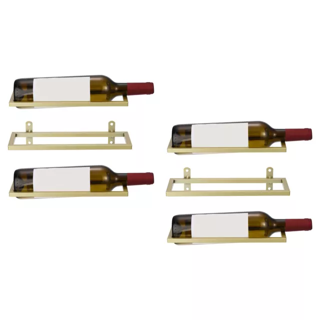 Metal Wine Rack Wall Mounted 6 Pcs Hanging Wine Bottle Display Holder, Gold