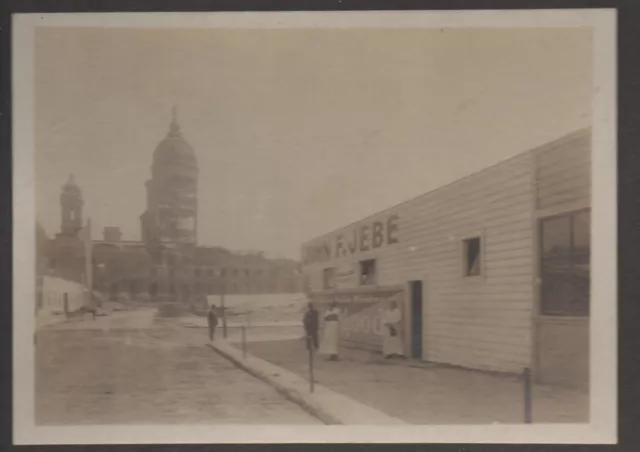 1906 Post Earthquake Photo John Jebe Saloon across from City Hall San Francisco