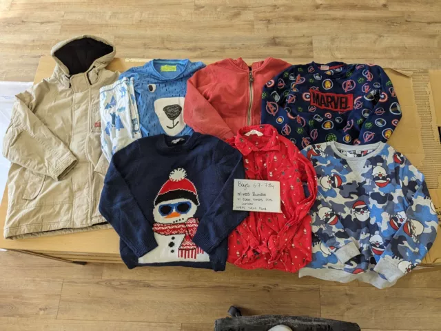 Pacchetto vestiti ragazzi età 6-7 anni (alcuni 7-8) cappotto maglione Natale pigiama felpa con cappuccio successiva