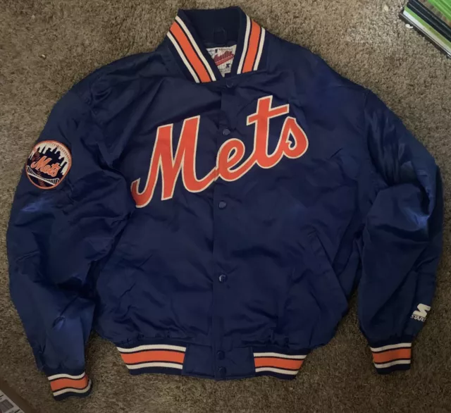 Vintage NY Mets Starter Diamond Collection Mens Jacket Blue Large Varsity Satin