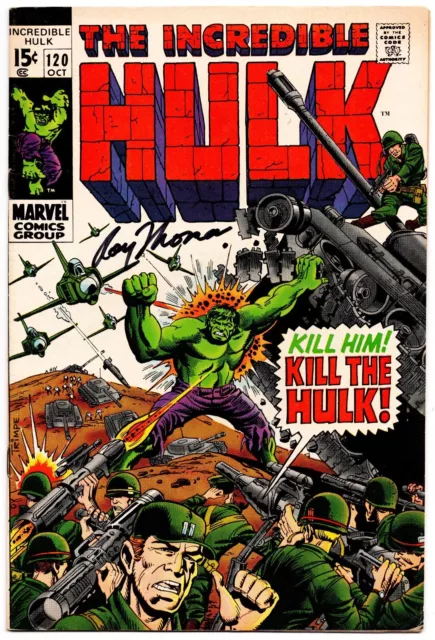 Incredible Hulk #120 VG Signed w/COA Roy Thomas 1969 Marvel Comics