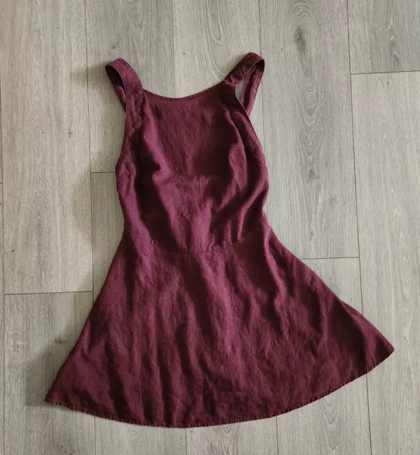 KimChi Blue Overalls Dress Women's 2 Maroon Open Back Fit and Flare Lined