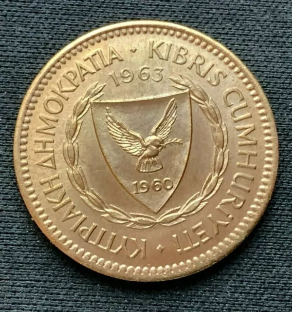 1963 Cyprus 5 Mils Coin UNC        #C333