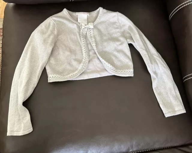 Girls Bonnie Jean Size 6 Cardigan Sweater Cropped Metallic Special Occasion