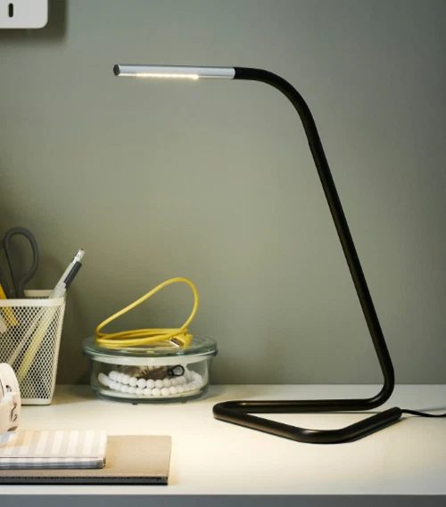 IKEA HARTE LÁMPARA de Trabajo LED, Blanco Negro Color Plata Con