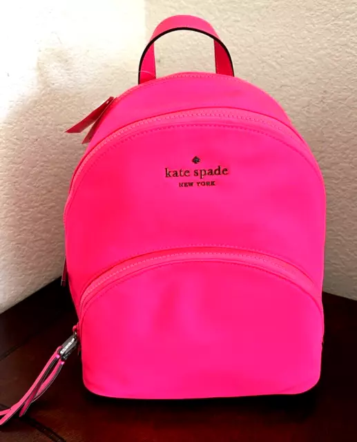 Kate Spade Karissa Nylon Radiant Neon Hot Fluorescent Pink Medium Backpack Bag