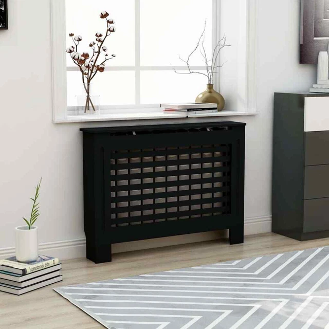 Vidaxl Copertura per Radiatore Nera 112x19x81 cm in MDF