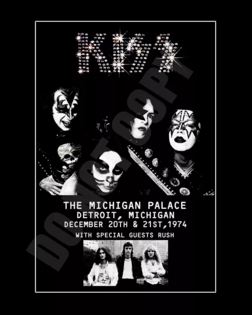 1974 KISS RUSH Tour Detroit Michigan Palace Concert Newspaper Ad 8x10 Photo