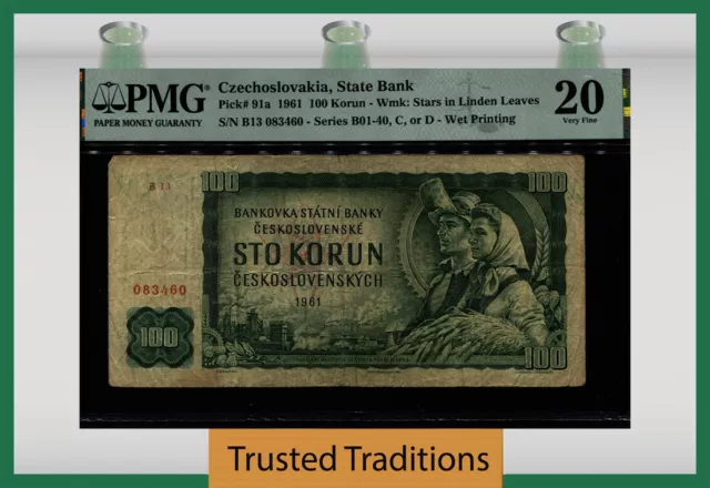 TT PK 91a 1961 CZECHOSLOVAKIA STATE BANK PMG 20 VERY FINE