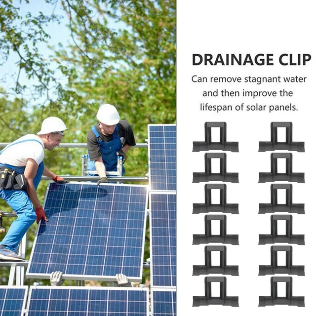 Lot De 12 Clips De Drainage Pour Panneaux Solaires – Évacuation Eau Et Nettoyage, Taille 30 Mm (PC, Noir)