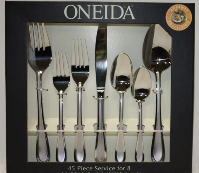 New Oneida Joann 45 pc Flatware Set - Serv for 8 incl 5 Serving pieces