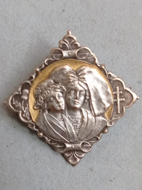 Broche Croix De Lorraine Et Chardon - Métal Argenté, Occasion En Bon état