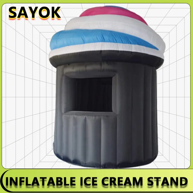 3.5M Tall Inflatable Ice Cream Stand Booth Inflatable Kiosk BuildingW/Air Blower