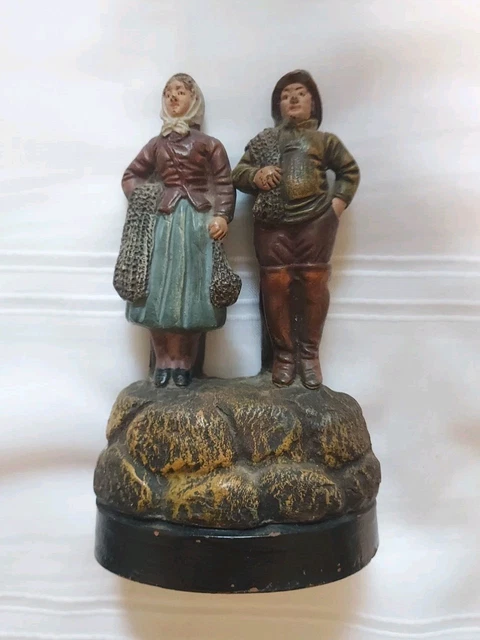 Couple De Pêcheurs Anciens - Poupées Tête Biscuit Fleischmann - 20 Et 23 Cm