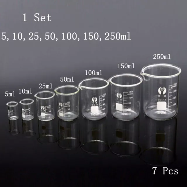 1Satz Laborglas Meßbecher Borosilikatglas Bechergläser Becherglas 2