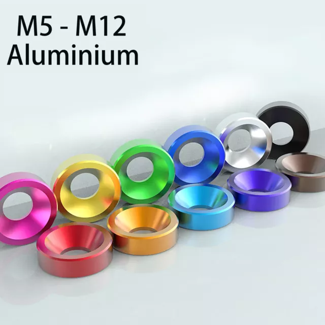 M5 M6 M8 M10 M12 Countersunk Washers - Anodised Aluminium - Fairing Fender Alloy