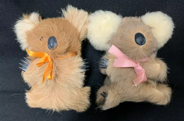 Small Koala Bears Set of 2 Australian Vintage Ornament Kangaroo Furry Shearling