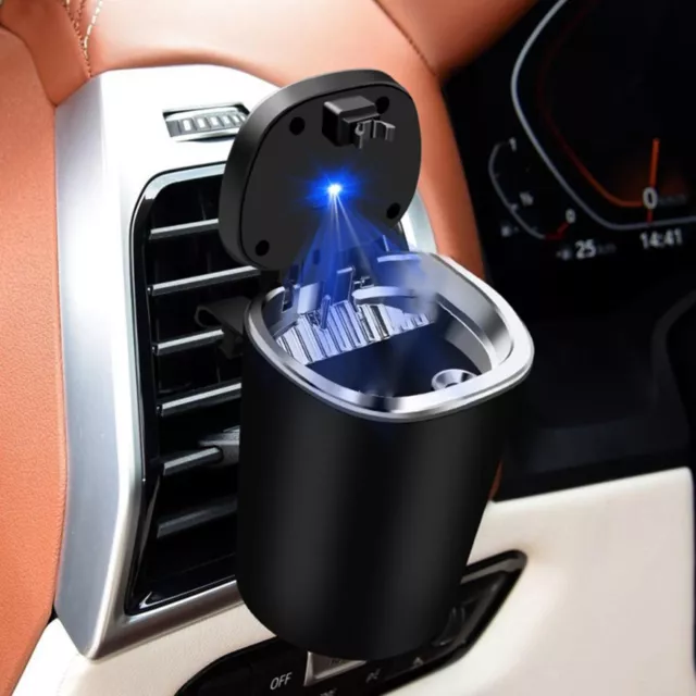 Autoaschenbecher Aschenbecher mit Deckel LED Beleuchtung Getränkehalter Auto KFZ