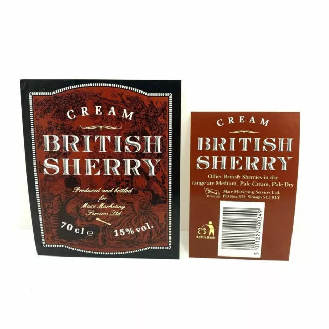 Bottle Label Cream British Sherry Genuine Ex-Brewery Stock