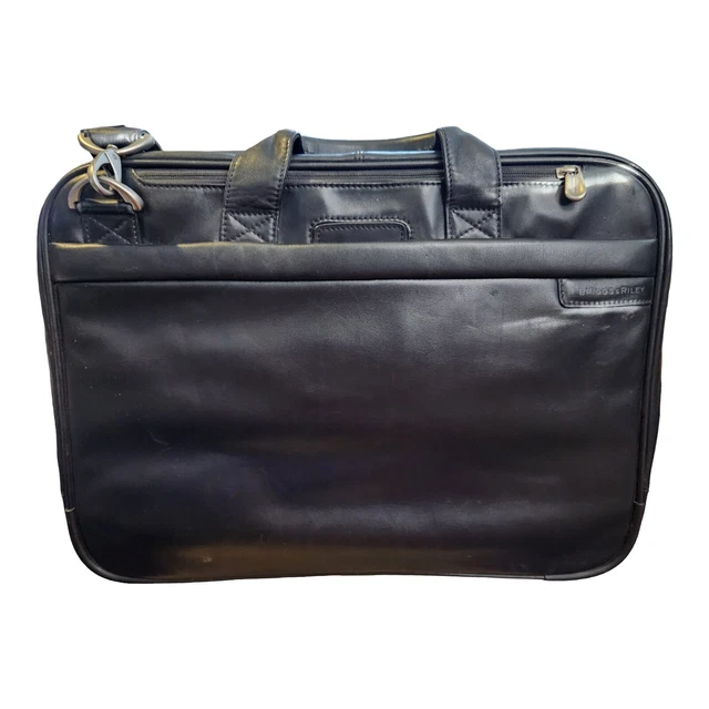 Briggs & Riley Travelware NAPA Leather Laptop Briefcase Messenger Bag +Portfolio