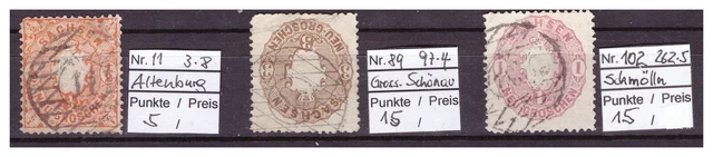 Altdeutschland, Sachsen, Sammlung von 3x Nummern- Stempel auf MiNr. 15-18,